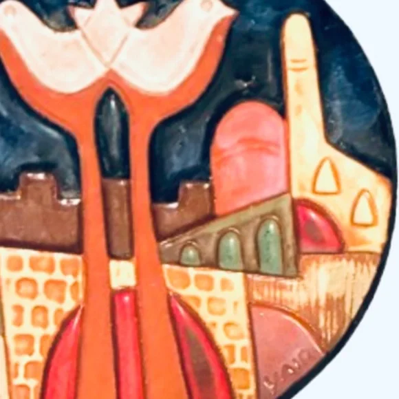 1987 Jerusalem 3-religions ceramic wall hanging